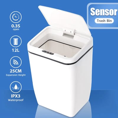 Automatische Prullenbak met Sensor - Touchless Inductie Motion Sensor Keuken Prullenbak, Elektrische Vuilnisbak met Brede Opening en Milieuvriendelijke Afvaloplossing