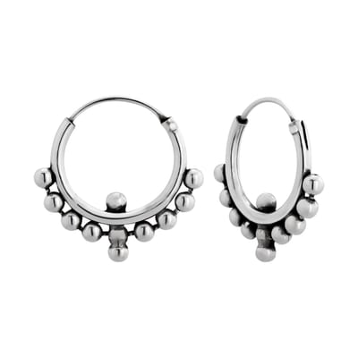 Zilveren oorbellen - Bali hoops - 12 mm - 925 zilver - Hypoallergeen