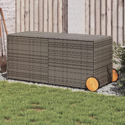 Tuinopbergdoos Met Wielen - Opbergkist Buiten - Tuinspullen Opbergen - Waterdichte Binnentas - 283 Liter - Grijs