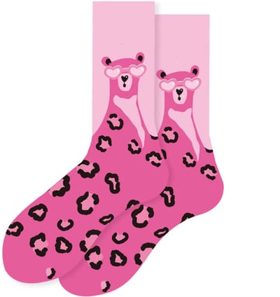 ZOETTT Pink leopard sokken - Sokken - Leuke sokken - Grappige sokken - Vrolijke sokken - Dieren sokken - Luipaard sokken - Roze sokken