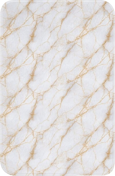 WC mat 40x60 cm - Antislip - Wit - Goud - Marmer - Aders - Toiletmat - Vloermat - Douchemat - Toilet tapijt - Toiletmatten