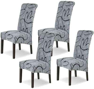 Ynkkvre - Stoelhoezen - XL rekbare stoelhoezen set van 4 - universeel, wasbaar en eenvoudig schoon te maken - stof - geschikt voor eetkamer en woonkamer decoratie - grijs, 4 stuks