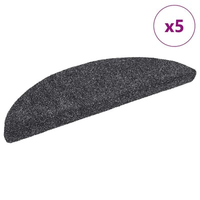 vidaXL - Trapmatten - Zelfklevend - 5 - stuks - 56x17x3 - cm - Donkergrijs - Halfrond