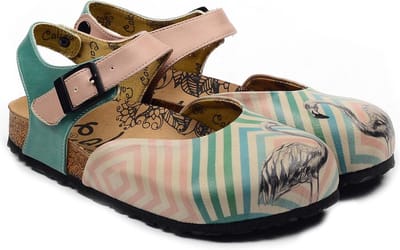 GOBY Clogs met Flamingo Print – Handgemaakt – Premium Kwaliteit – Maat 35