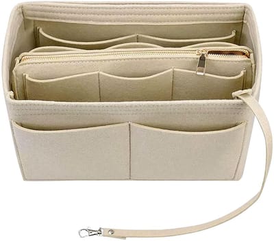 Golden crown - Bag Organizer Insert - Multifunctionele Tas Organizer - Beige (L) - Ruimtebesparend Ontwerp - Perfect voor Vilt Tassen - Verstelbare Sche...