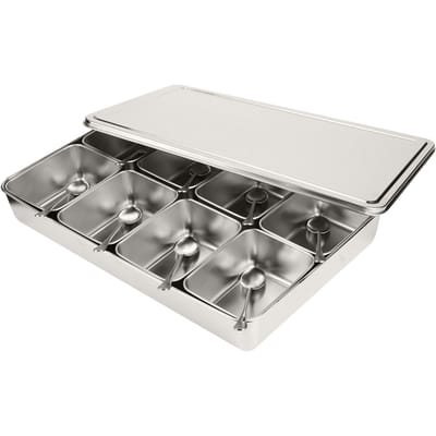 8 Vakken Roestvrij Staal Kruidenbox Condiment Opbergcontainers Kruidenpot Keukengerei