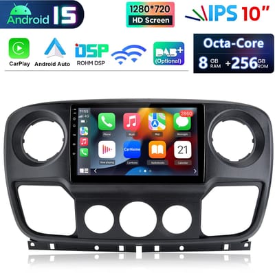 Hexinex Octa-Core autoradio Geschikt voor Renault MasterIII Opel Movano NV400 - Draadloos CarPlay, Android Auto, multimediaspeler, 8GB+256GB