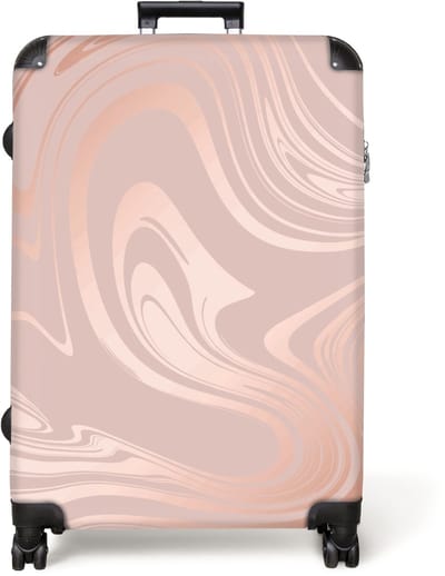 NoBoringSuitcases.com® - Koffer groot - Reiskoffer lichtgewicht - Marmer - Roségoud - Luxe - Marmerlook - Rolkoffer met 4 wielen - Grote trolley XL - 98 liter bagage