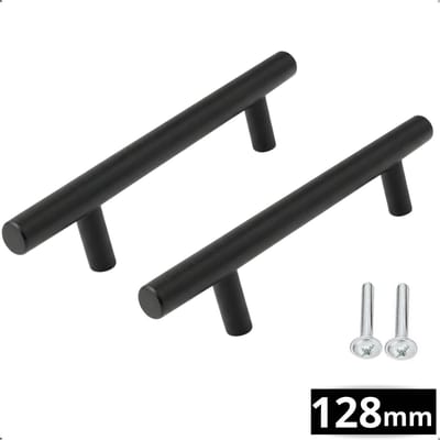 Handgrepen Denver 128mm RVS Zwart 2X - Greepjes - Handgreep - Handgrepen keukenkastjes - Handvatten - Meubelgreep zwart - Handgrepen voor deurtjes