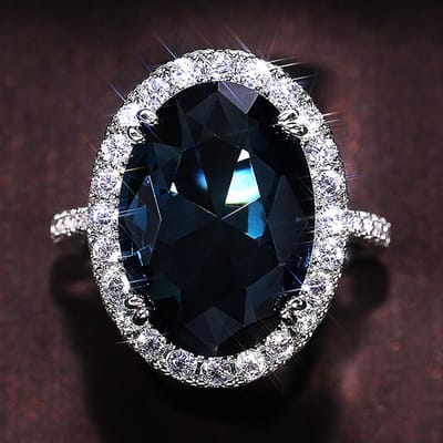 Huitan Charmante Blauwe CZ Damesringen Bruiloftsfeest Accessoires Bling Bling Gracieuze Bruids Eeuwigheidsring Trendy Sieraden 7 black