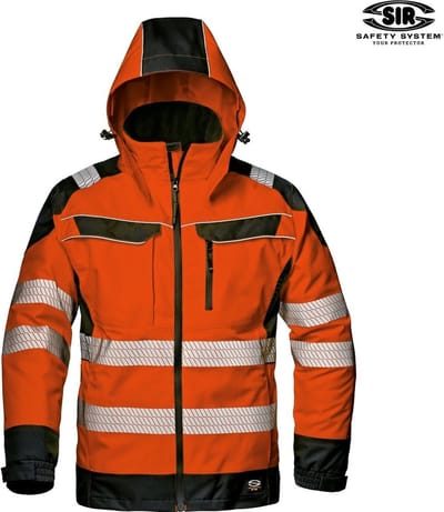 SIR SAFETY ANDROMEDA Hi Vis Reflecterend Parka Werkjas HEREN Veiligheidsjas Oranje Zwart - Waterdicht - Winddicht - Afneembare Capuchon
