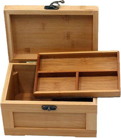 Houten Sieradenkist - Opbergdoos Hobby - Sieraden Organiseren - Voorzien van Scharnierend Deksel - 17.5 x 12 x 9 cm