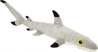 Nature Planet Pluche Zwartpunt rifhaai knuffel - grijs - 110 cm - Haaien - Vissen