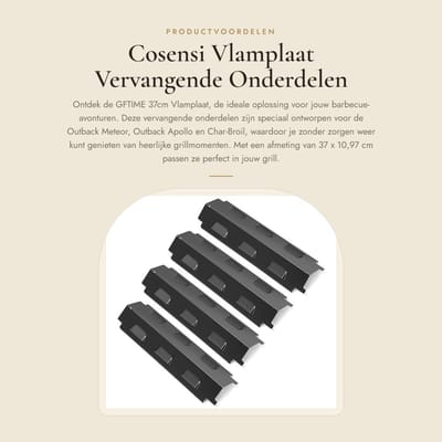 Dailygoods- Vlamplaat 37 cm - Porselein Staal - Grill Branders Cover - Vervangende Onderdelen - Geschikt voor Outback - Compatibel met diverse modellen - Grillplaat