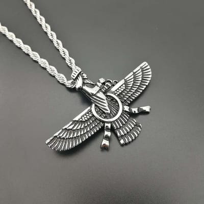 Nouvelle Tendance Mode Homme Européenne et Américaine Bijoux Persans Pendentif Zoroastrien Collier gray