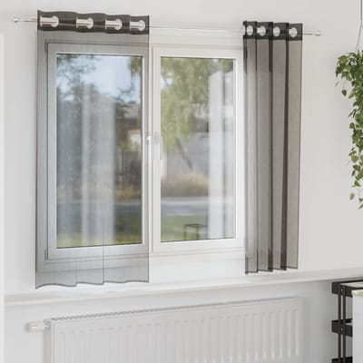 vidaXL - Gordijnen - voile - met - doorvoertules - 2 - st - 140x140 - cm - zwart