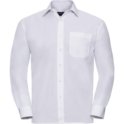Russell Collectie Herenshirt met lange mouwen (Wit)