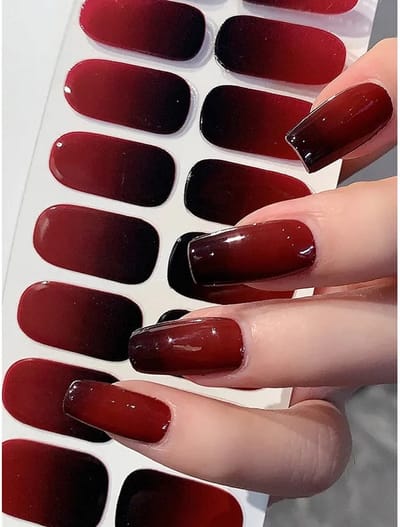 WiseGoods Luxe Gel Nagel Wrap - Gellak Sticker - Gelnagels - Plaknagels Stickers - Nepnagels - Nail Art - Kunstnagels Rood / Zwart