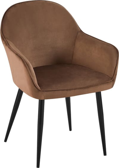 CLP Boise Eetkamerstoel - Met armleuning - Metalen frame - Velvet - Fluweel - bruin