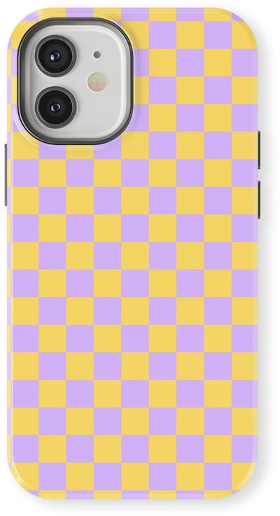 Design Hoesje geschikt voor iPhone 12 Mini | Geschikt Voor Mag | Tiny Squares Checkered Print | Backcover geschikt voor iPhone 12 Mini Lilac Lemonade