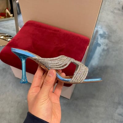 Slippers Dames Hoge Hakken Zomer Lakleer Smalle Kristalbanden Gekruist Dunne Hak Glitter Jurk Bruiloft Pumps Schoenen 39 brown