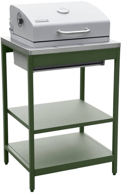 sweeek - Houtskoolbarbecue roestvrij staal verchroomd rooster en 2 planken 60 x 58,5 x 138 cm - naxos