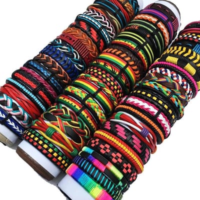 5 Stuks/Partij Vintage Leren Bedelarmbanden Voor Vrouwen Mix Stijlen Verstelbare Armband Mannen Mode Feest Sieraden Accessoires black