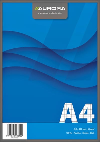 Schrijfblok aurora a4 ruit 5x5mm 100vel 60gr bl | 10 stuks