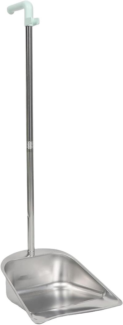 Stofblik met steel - Vuilnisblik - Huishoudelijk schoonmaken - Roestvrij staal - 80 cm lengte - Willekeurige kleur