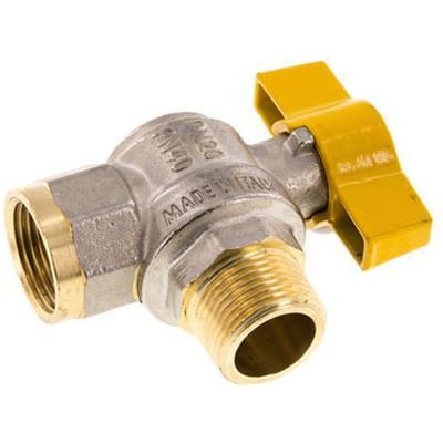 Buiten x binnendraad R/Rp 3/4 inch Gas 2-Weg Haakse Kogelkraan Messing - BL2BN-MAN-GA-MF-034