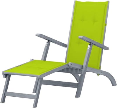 Ligstoel met kussen - Tuinstoel relax - Ontspannen in de zon - 3 standen verstelbaar - 167 cm lang - Lichtgroen