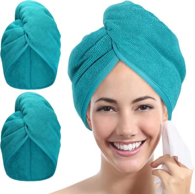 Haarhanddoek - Microvezel Handdoek voor Haar – Haar Badhandoeken - Haar Handdoek – Sneldrogende Microvezeldoekjes - Groente – 2 Stuks