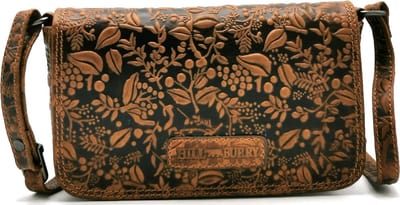 Boutique Trukado - HillBurry Schoudertasje Bladeren Relief tan - (bxhxd) ca. 21,5cm x 12,5cm x 6cm