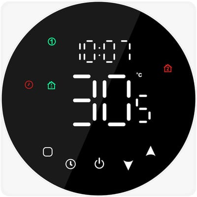 Thermostat intelligent à écran LCD 5 A, thermostat tactile pour chauffe-eau, hebdomadaire No wifi noir