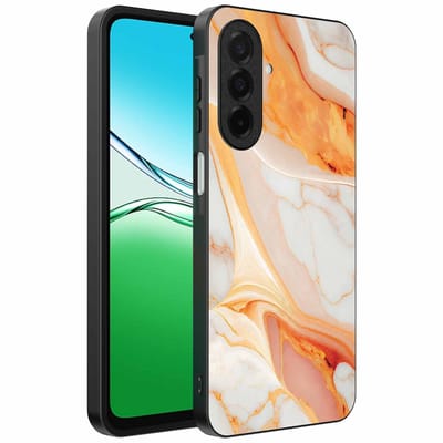 Geschikt voor Oppo A5 Telefoonhoesje met marmer opdruk - TPU backcover case marble design - Oranje - Smartphonica geschikt voor Oppo A5
