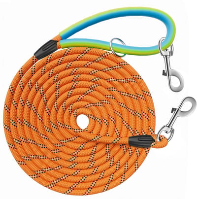 Dailygoods- Hondenriem 5 meter - Lange Hondenlijn - Draaibare Haken - Reflecterende Draden - Zacht Rubber Handvat - Geschikt voor Kleine/Middelgrote/Grote Honden
