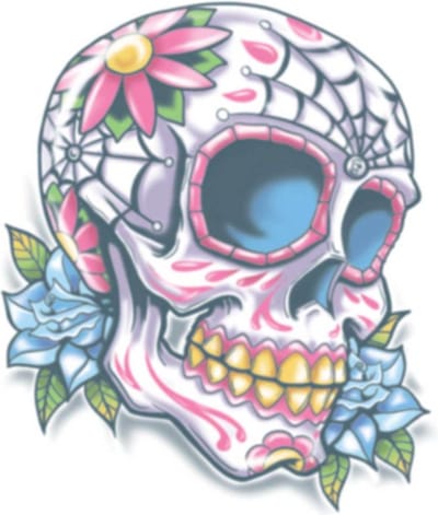 Partychimp Neptattoo Volwassenen Day of the Dead Calaveras - Polyester