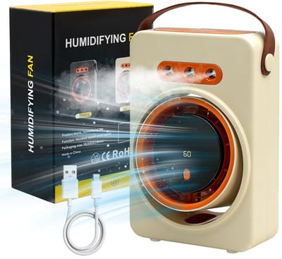 Namajunas - Ventilatoren - Tafelventilator - Stille ventilator met waterkoeling - Mini mobiele airco draagbaar - Luchtkoeler met water - aircooler - Oplaadbare ventilator met 5 snelheden en timer - Mistfunctie - Geurverspreider - Wit