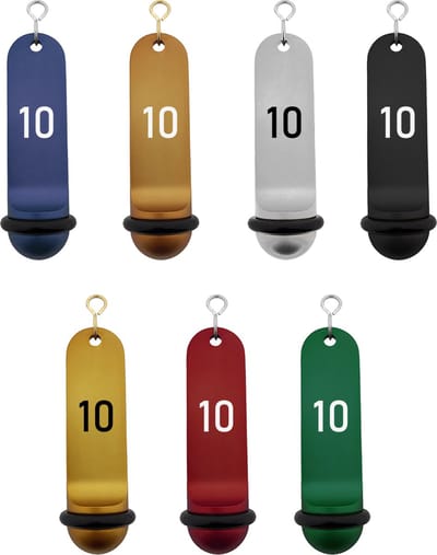 CombiCraft Big Classic Goud aluminium hotel sleutelhanger met witte gravering 1 t/m 10 - 105 x 30 mm