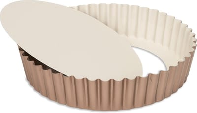 Ronde Springvorm met Geribbelde Rand - Roestvrij Staal en Koperkleur, 25 cm