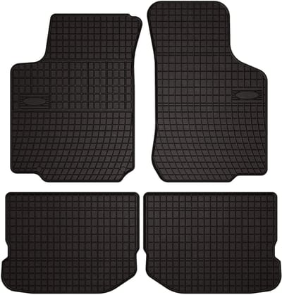 Wielganizator SolidPRO Serie - Rubber Auto Vloermatten - Op Maat Geschikt voor Skoda Octavia I - Zwart - Voor- & Achterpanelen