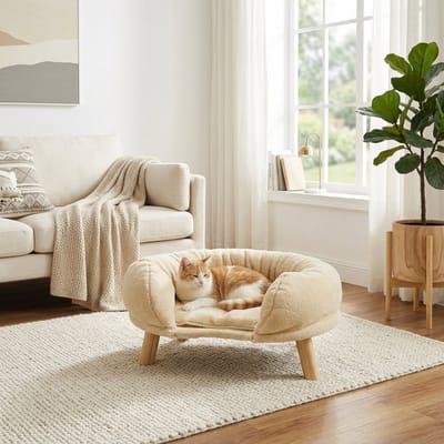 Kattenbank - Kattensofa - Kattenmand - Kattenbed - Ergonomisch - Krabvast - Anti-slip - Geluiddempend - Woonkamer - 50x40x24 cm - Slaapplek - Beige