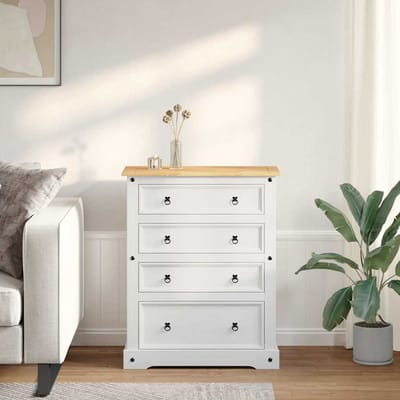 vidaXL - Opbergkisten - Corona - Wit - 92 - x - 48 - x - 114 - cm - Massief - vurenhout