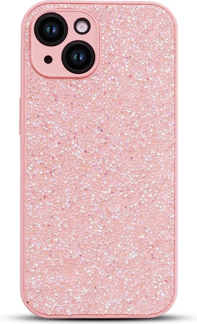 Casemania Hoesje Geschikt voor Apple iPhone 14 - Roze - Diamant Glitter Back Cover