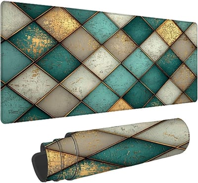 Bureauonderlegger - XXL Muismat - Kantoor en Gaming - Anti-rafel Genaaide Randen - 120x60cm - Blauw