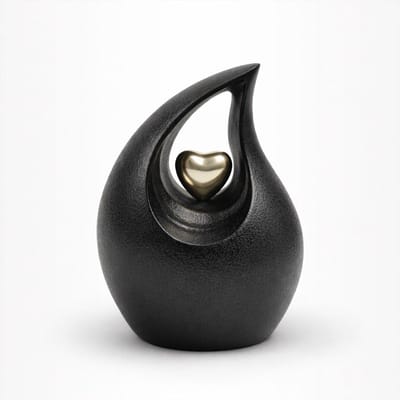 Teardrop Urn Middel 400 ml Mat Zwart Goudkleurig - Urn voor Menselijke As - Crematie Urn voor As Volwassenen - Dieren Urn voor As Crematie - Urn Hond - Urn Kat