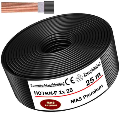 Flexibele Rubberkabel H07RN-F 1x25mm² - Krachtstroomkabel voor Zware Machines en Buiteninstallatie