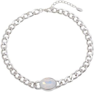 Behave - Korte ketting zilverkleur met roze glassteen - Nikkelvrij - Trendy mode accessoires