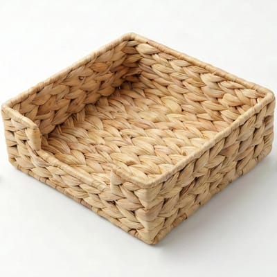 VHV - Tissue box houder - Tissuebox vierkant - Rotan tissuebox - Handgeweven - Natuurlijk - Decoratieve hoes - Voor badkamer, toilet en woonkamer - 18*18*7cm - Geel