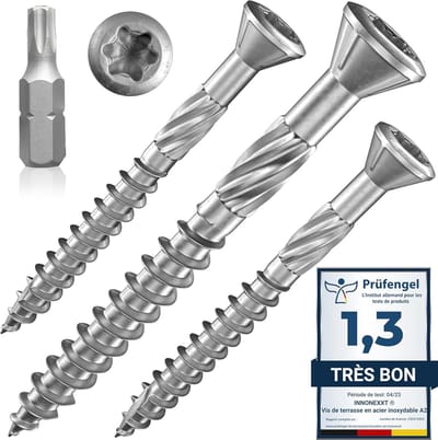 Terrasschroeven RVS - Houtschroeven Universeel - Terras Bouwen - Freesribben Cut-Tip - 5x60mm 200 Stuks - Zilverkleurig